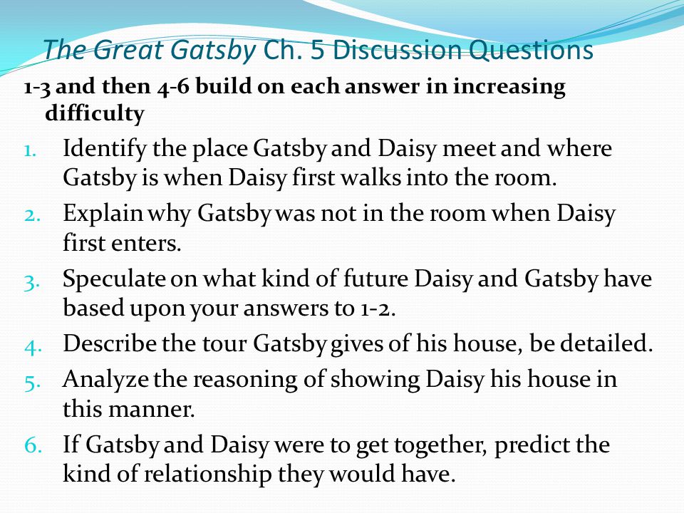 Discussion Questions on Great Gatsby Essay